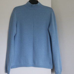 Charter Club 100% Cashmere Pullover Sweater 2-Ply M Mock Neck Blue Long Sleeve